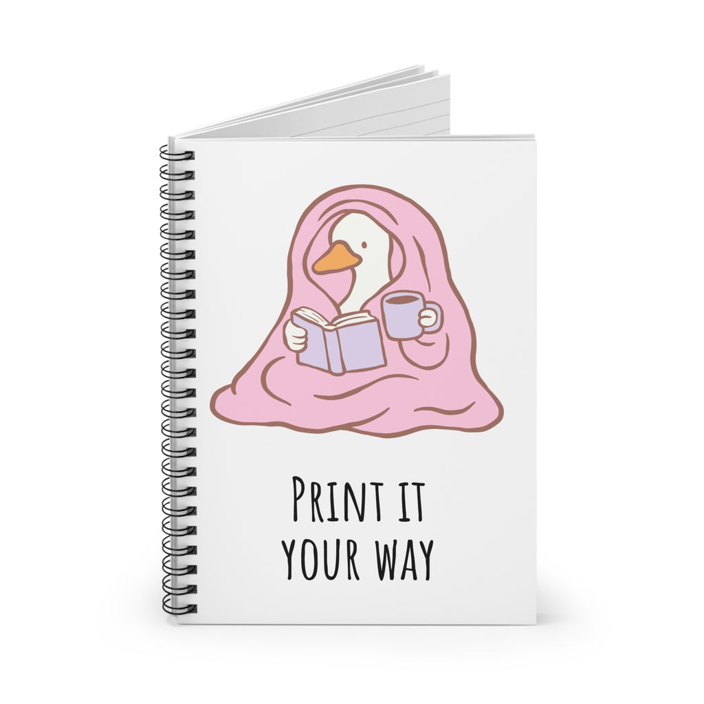 Cozy Goose Spiral Notebook — "Print It Your Way" Ruled Journal