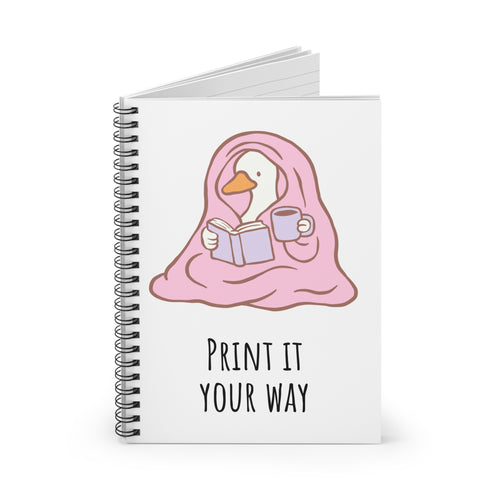 Cozy Goose Spiral Notebook — "Print It Your Way" Ruled Journal