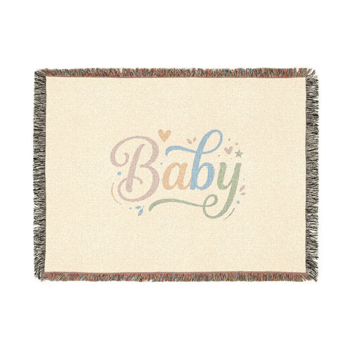 Pastel Script Baby Woven Blanket — Personalized Nursery Throw (Artwork or Photo)