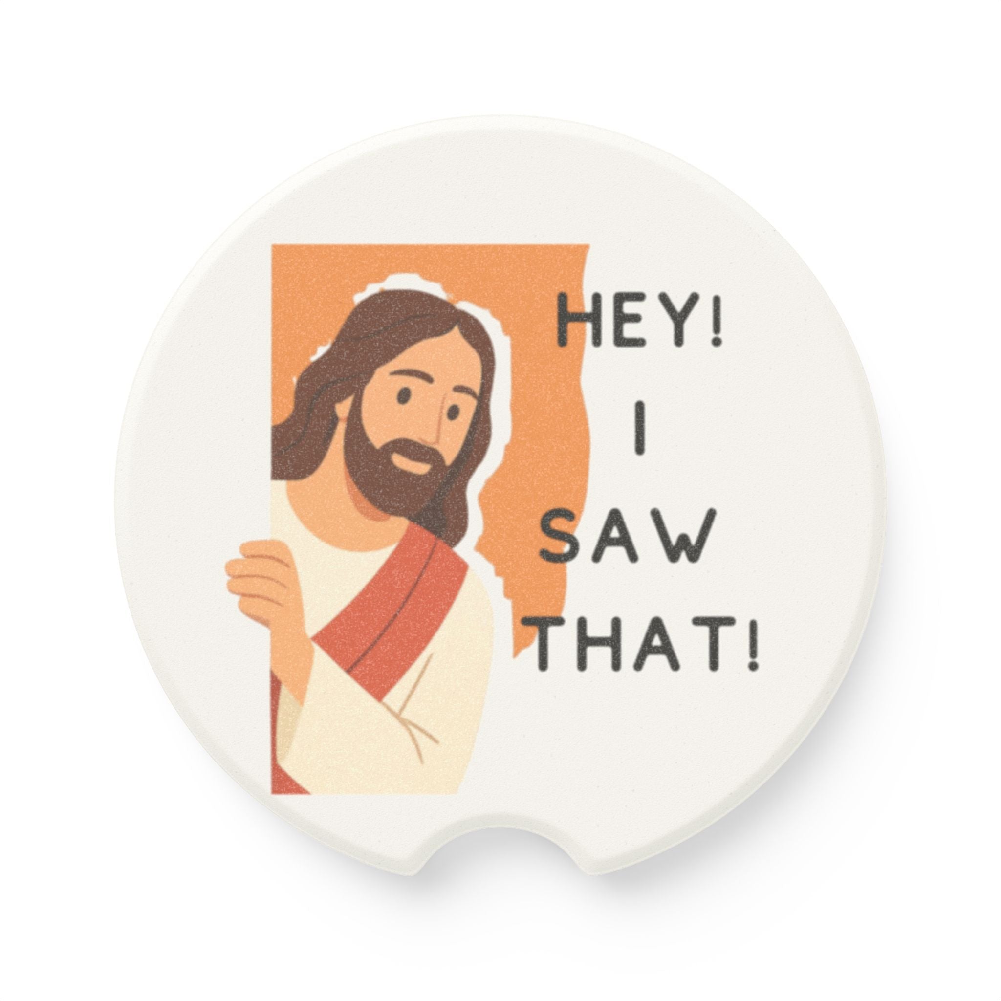 Soapstone Car Coaster — ‘Hey! I Saw That!’ Jesus Design