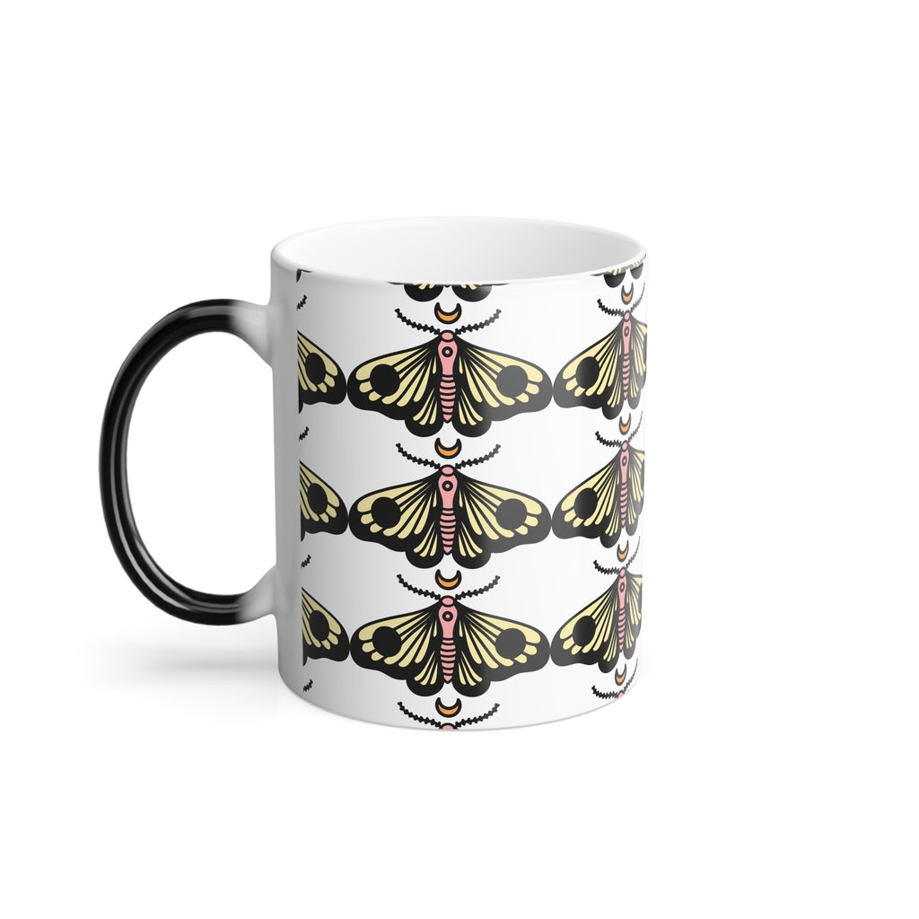 Color-Changing Moth Pattern Mug — 11oz Heat Reveal Coffee Cup