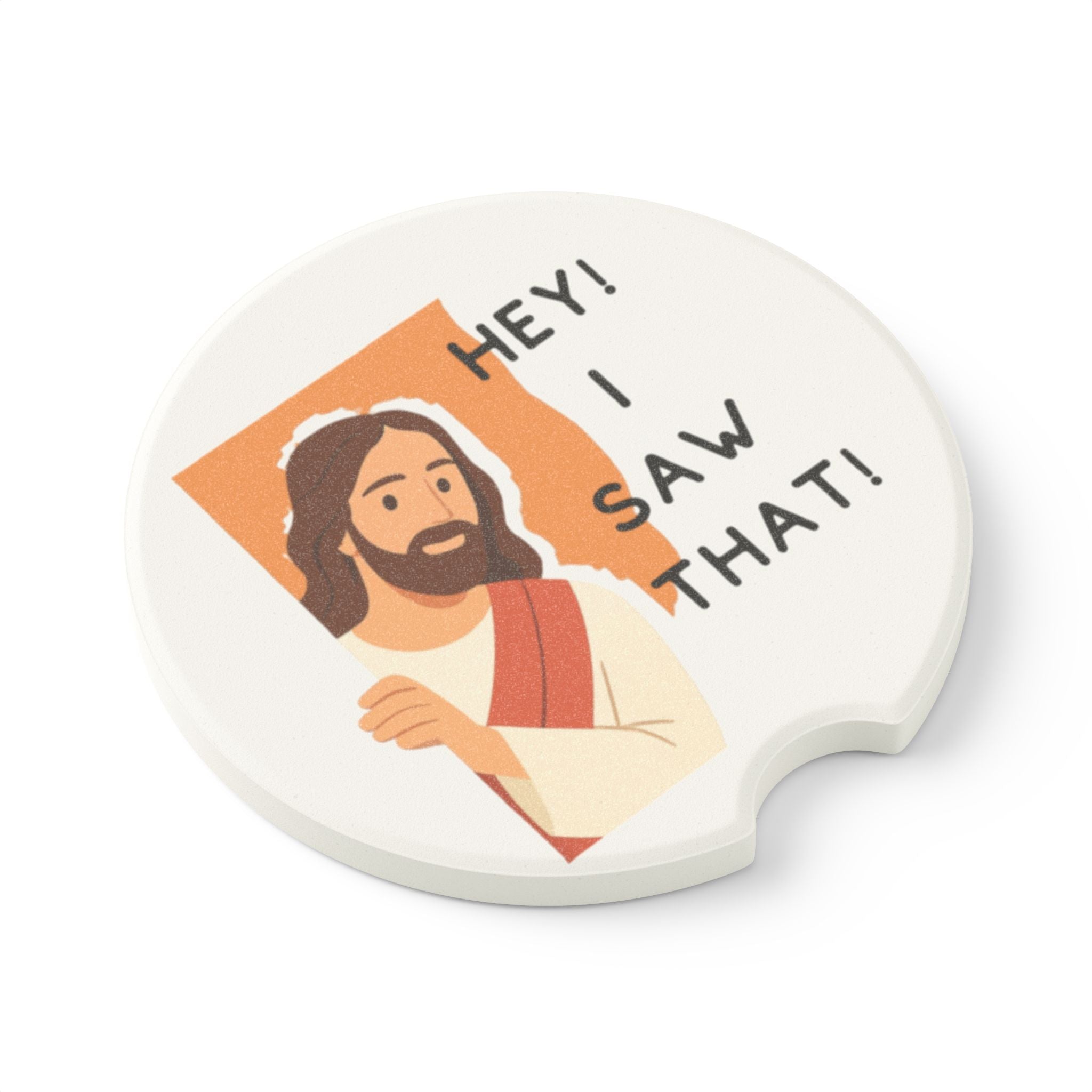 Soapstone Car Coaster — ‘Hey! I Saw That!’ Jesus Design