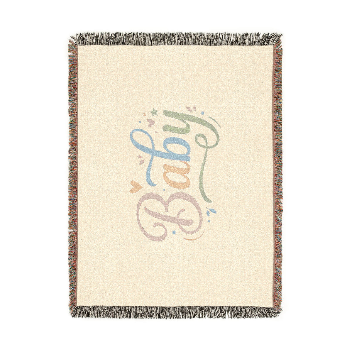 Pastel Script Baby Woven Blanket — Personalized Nursery Throw (Artwork or Photo)