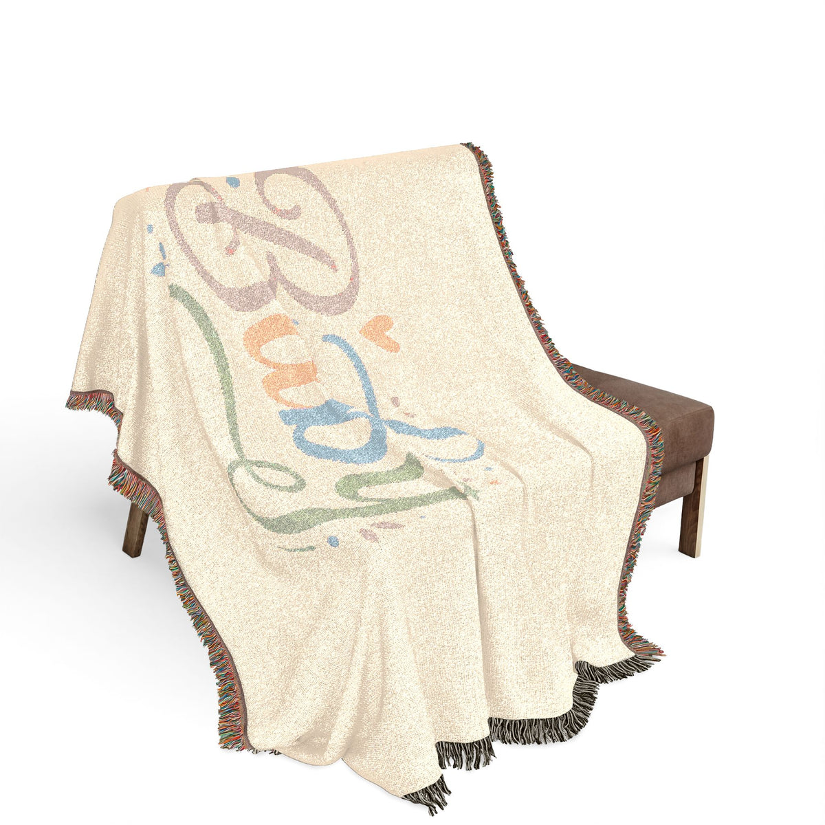 Pastel Script Baby Woven Blanket — Personalized Nursery Throw (Artwork or Photo)