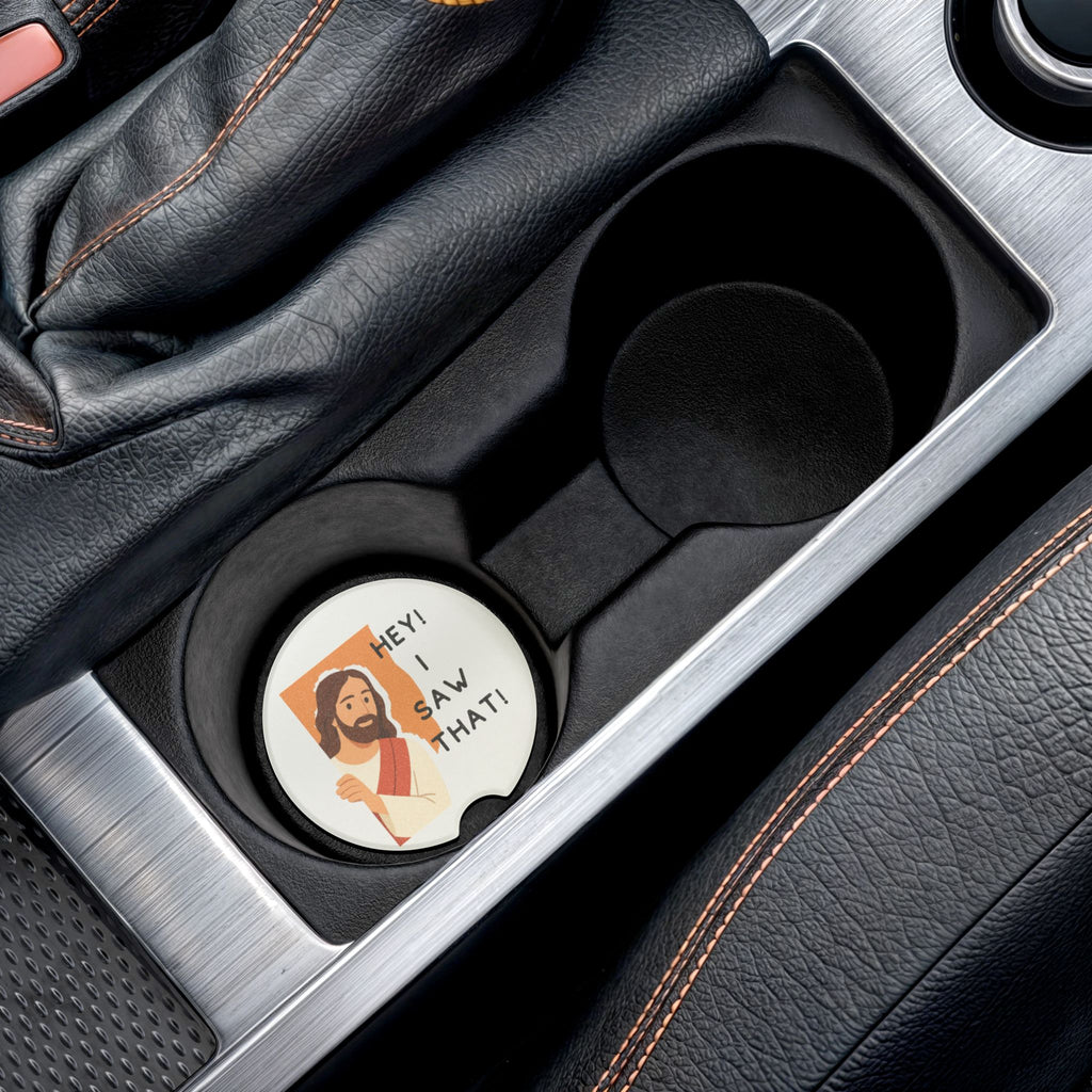 Soapstone Car Coaster — ‘Hey! I Saw That!’ Jesus Design