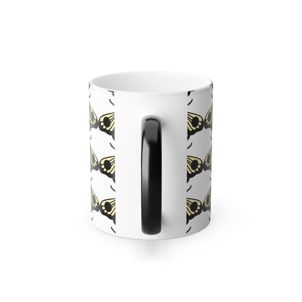 Color-Changing Moth Pattern Mug — 11oz Heat Reveal Coffee Cup