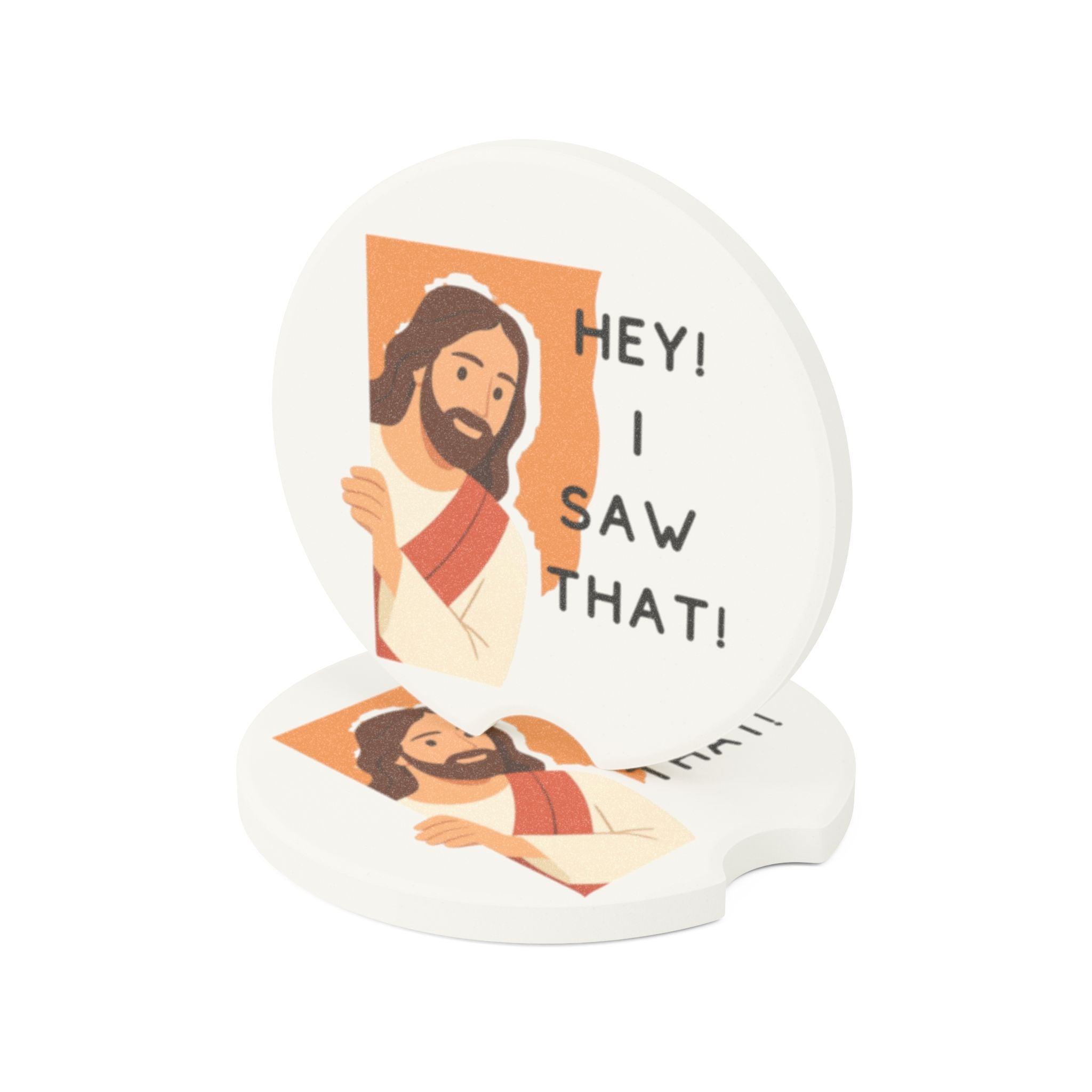 Soapstone Car Coaster — ‘Hey! I Saw That!’ Jesus Design