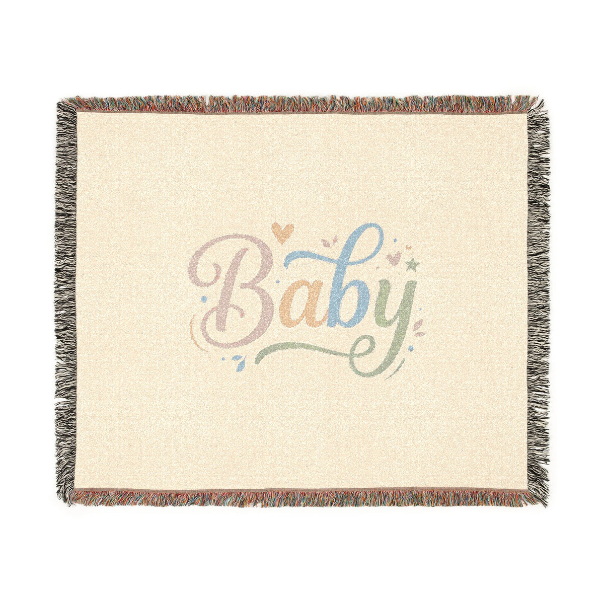 Pastel Script Baby Woven Blanket — Personalized Nursery Throw (Artwork or Photo)