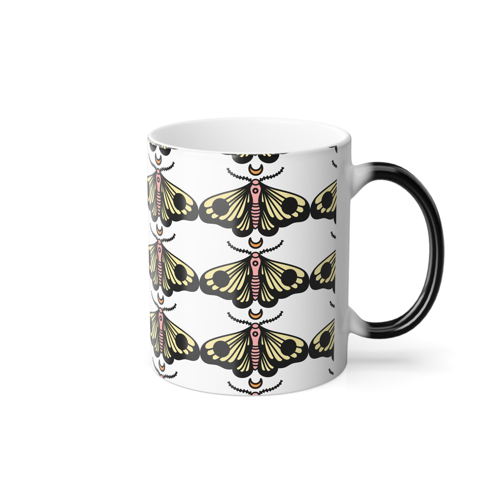 Color-Changing Moth Pattern Mug — 11oz Heat Reveal Coffee Cup