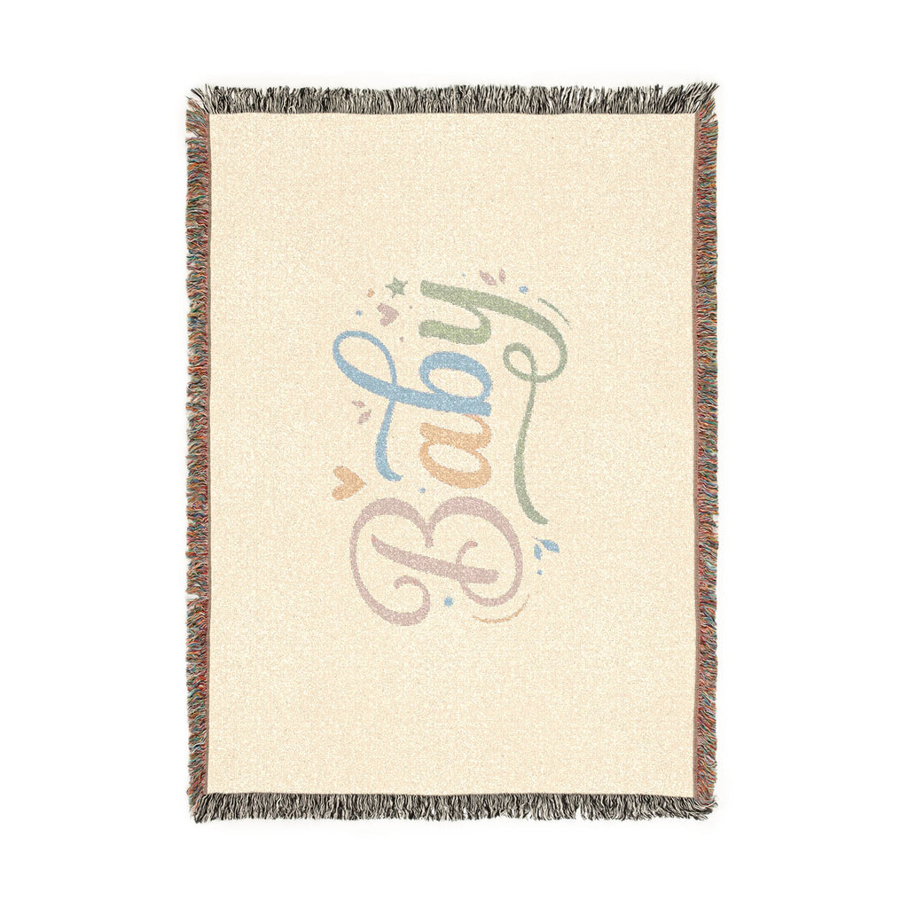 Pastel Script Baby Woven Blanket — Personalized Nursery Throw (Artwork or Photo)