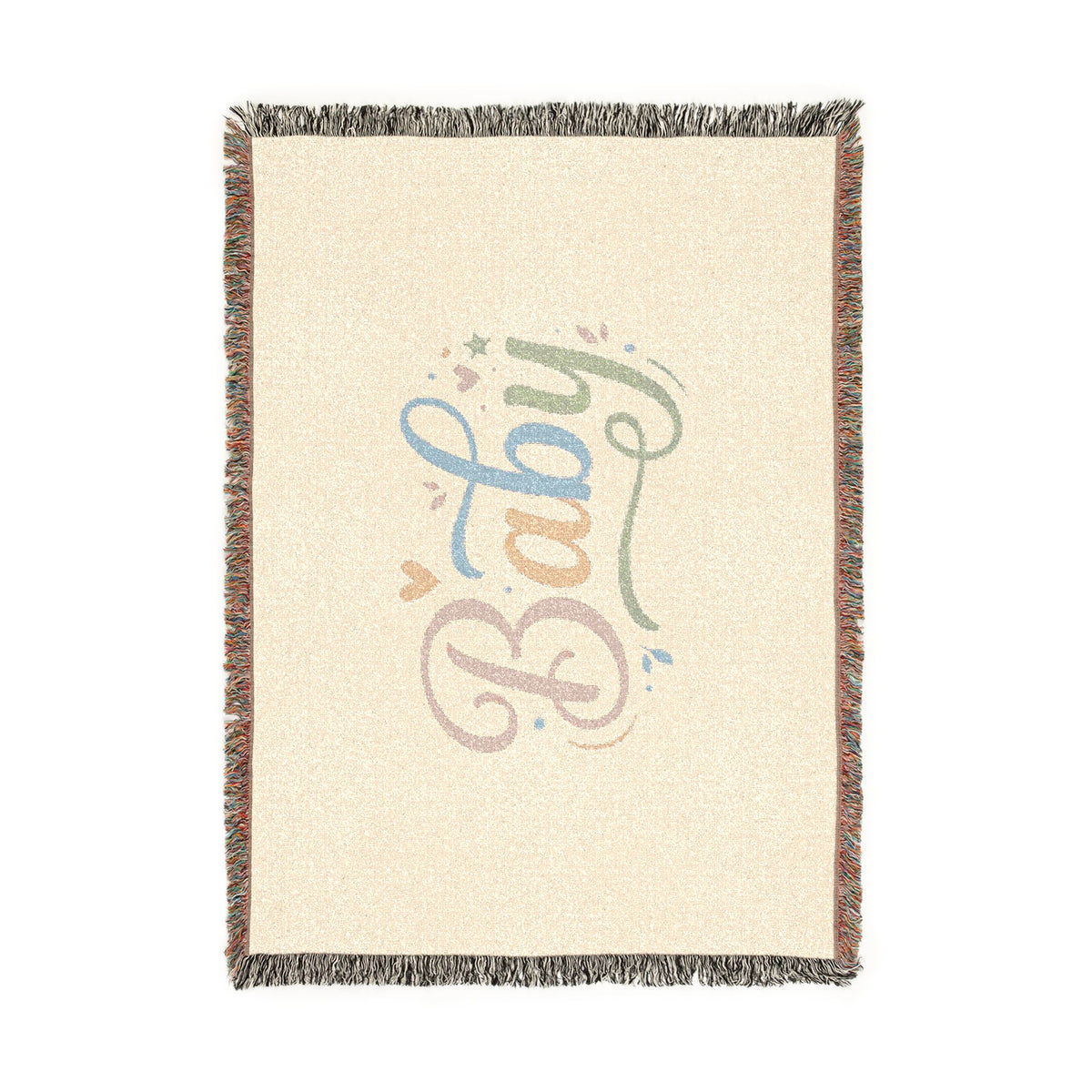 Pastel Script Baby Woven Blanket — Personalized Nursery Throw (Artwork or Photo)
