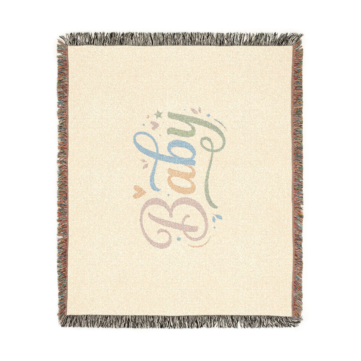 Pastel Script Baby Woven Blanket — Personalized Nursery Throw (Artwork or Photo)
