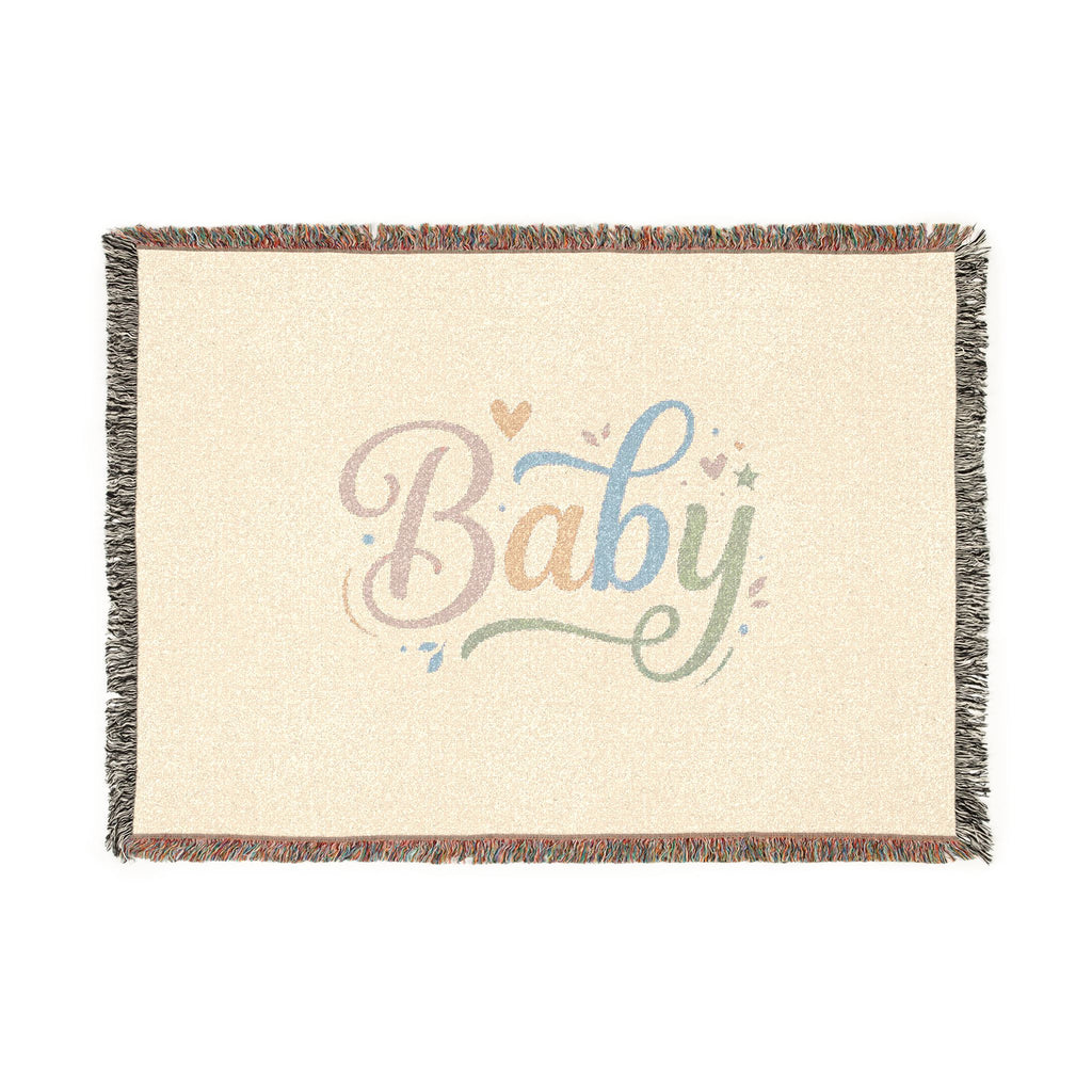 Pastel Script Baby Woven Blanket — Personalized Nursery Throw (Artwork or Photo)