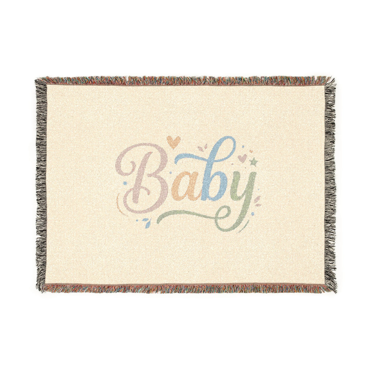 Pastel Script Baby Woven Blanket — Personalized Nursery Throw (Artwork or Photo)